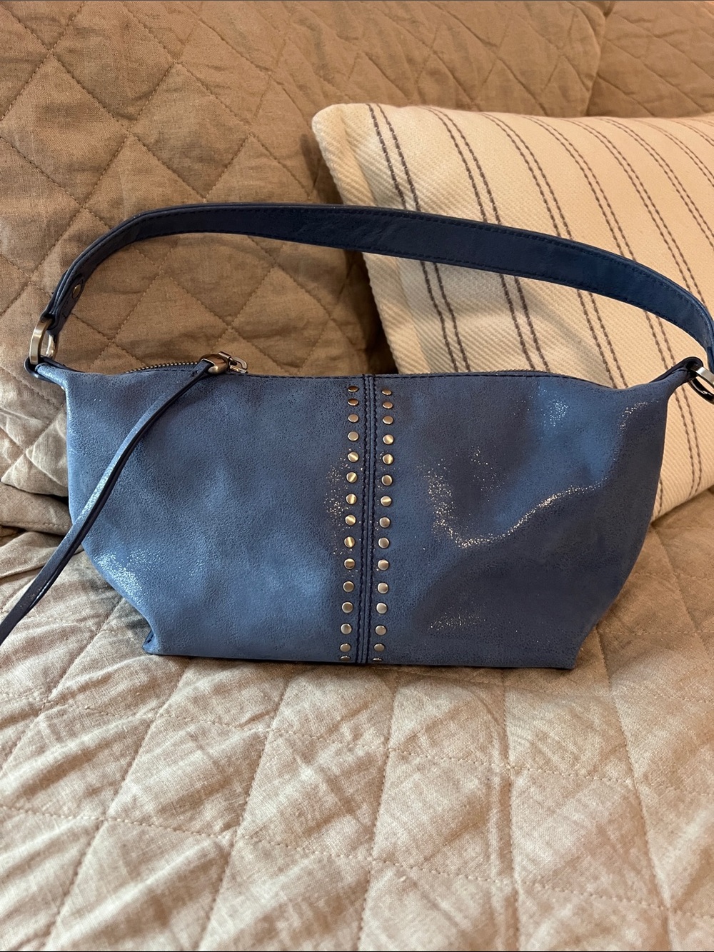 HOBO Blue Stud-Detail Shoulder Bag